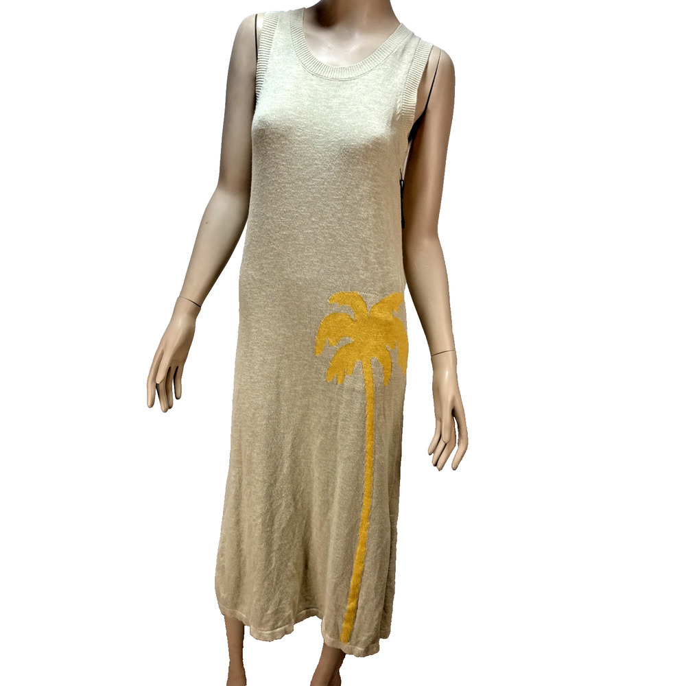 Spiritual Gangster Linen Blend Knit Palm Lucy Tank Midi Dress Size M Sleeveless